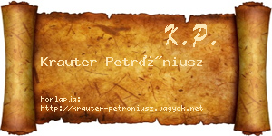 Krauter Petróniusz névjegykártya